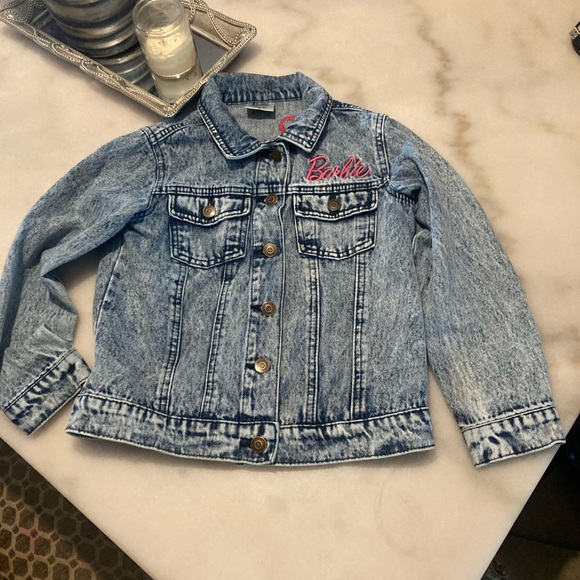 Barbie Embroidered Denim Jean Jacket Acid Washed Girls Size M - Picture 3 of 5